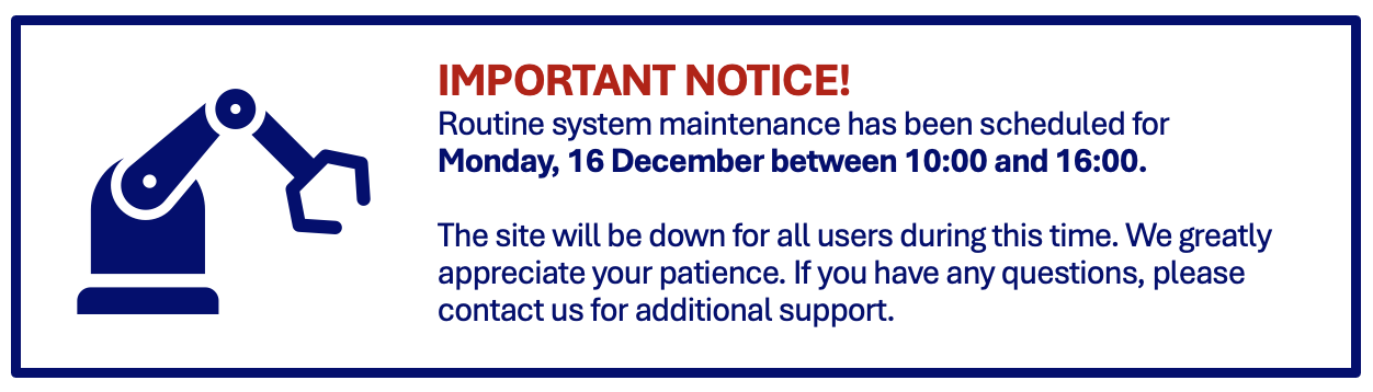 Important notice site upgrade 16/12/2024